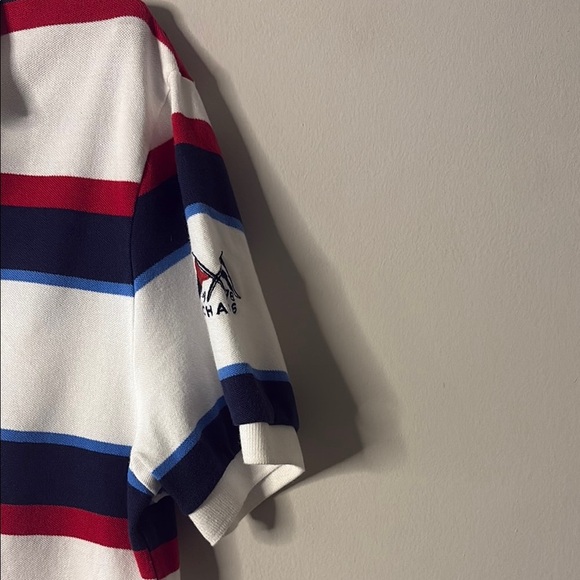 Chaps Red and Blue Polo Shirt Classic Striped Design - Picture 3 of 14